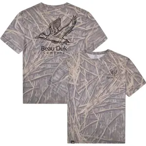 Black AFW Outdoors Beau Duk Company Letter Washed Out Tee Mossy Oak Original Shadow Grass, Mossy Oak Original Shadow Grass Black Beau Duk Company Letter Printing Short Sleeve Shirt