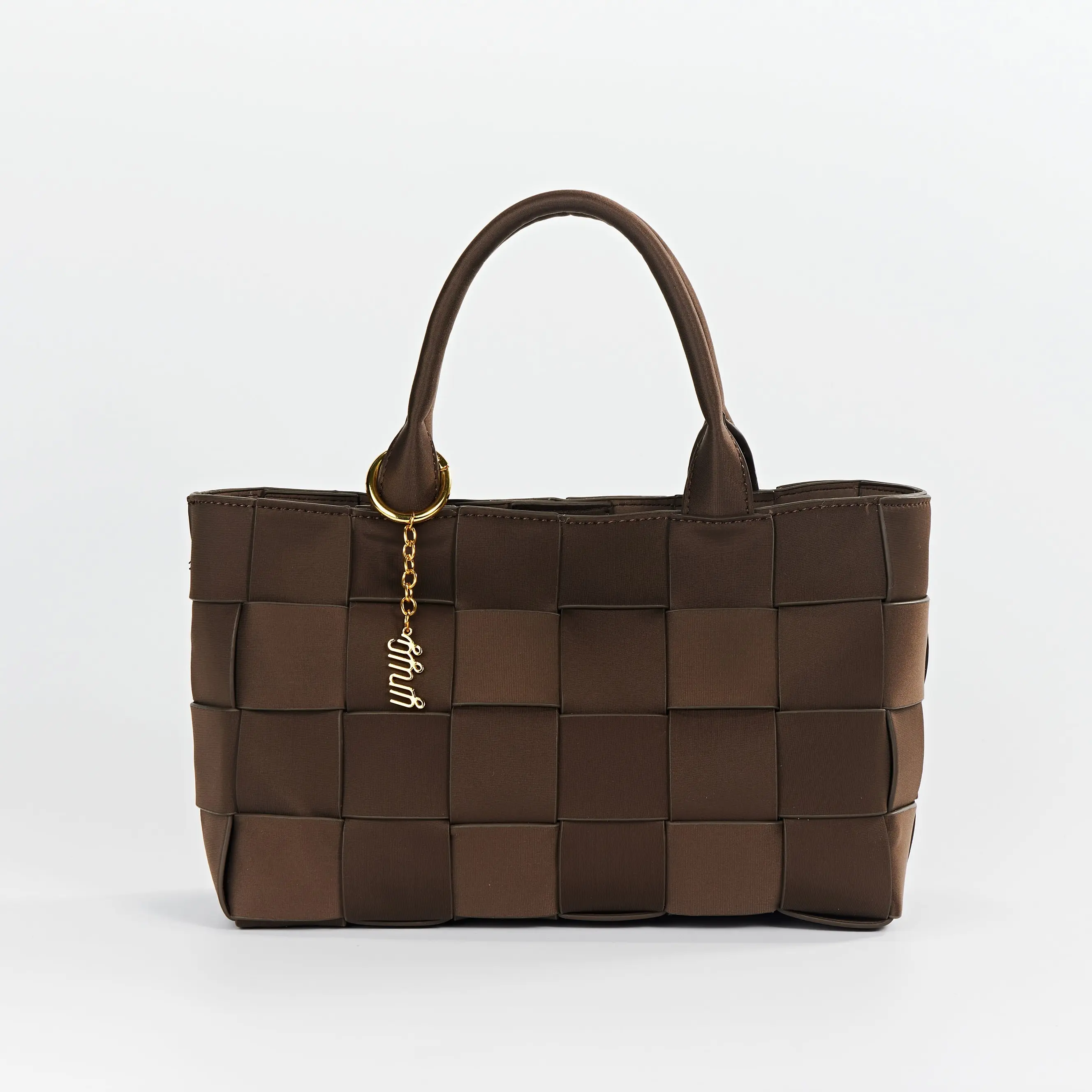 Metro Handwoven Tote Crossbody Bag – Neoprene Woven Small Tote Silhouette Everyday Crossbody Petite Handbag