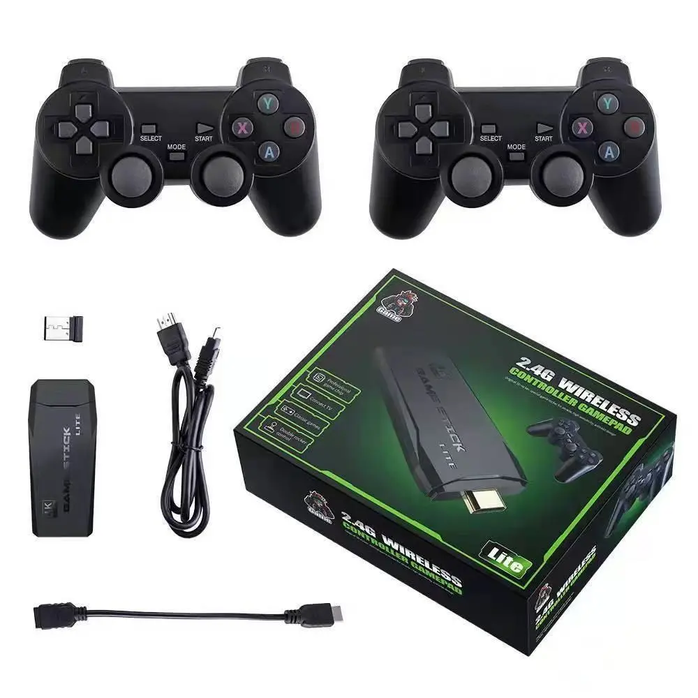 4K Wireless HDMI Game Stick Console with 2 Pcs 2.4G Wireless Controllers, Plug & Play TV Retro Game Hardware for Home Entertainment Party