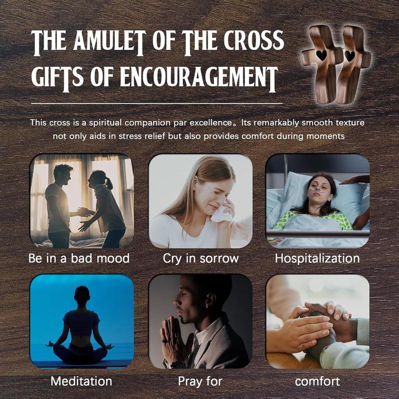 Handmade (3/6/10/20) Pcs Pocket Wooden Cross Fidget | Wooden Cross My Heart - Religious Ornaments Gift for Children and Adults, Rustic Style Decor Pocket Olive Worpo Cross Set for Christian Faith, Baptism, Prayer