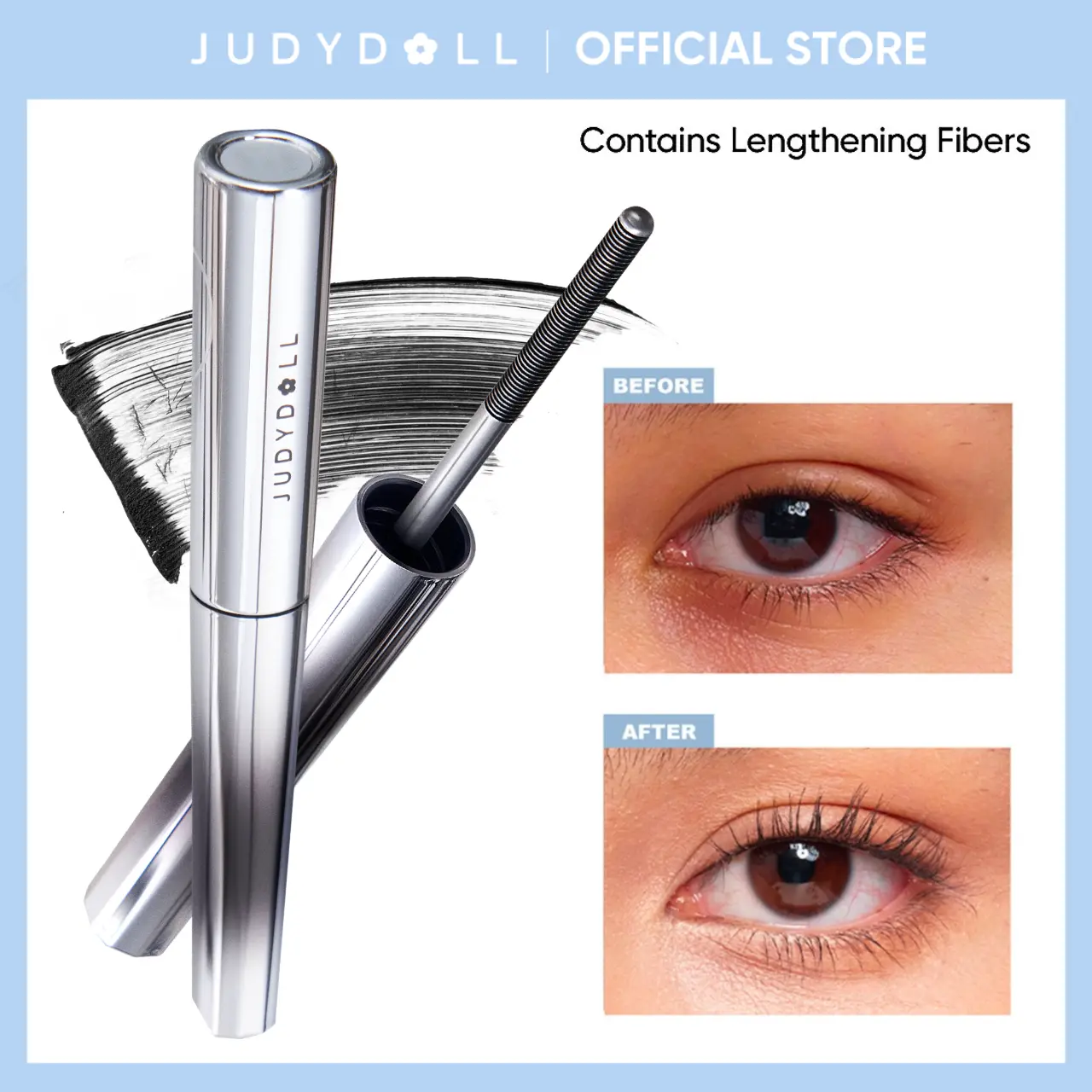 JUDYDOLL 3D Curling Eyelash Iron Mascara - Black & Brown, Curling, Lengthening, Long-Lasting, Waterproof, Smudge-Proof, 24-Hour Wear, Natural Extension, Thickening, Ultra-Fine Volumizing, Summerwins, Beauty & Personal Care Makeup