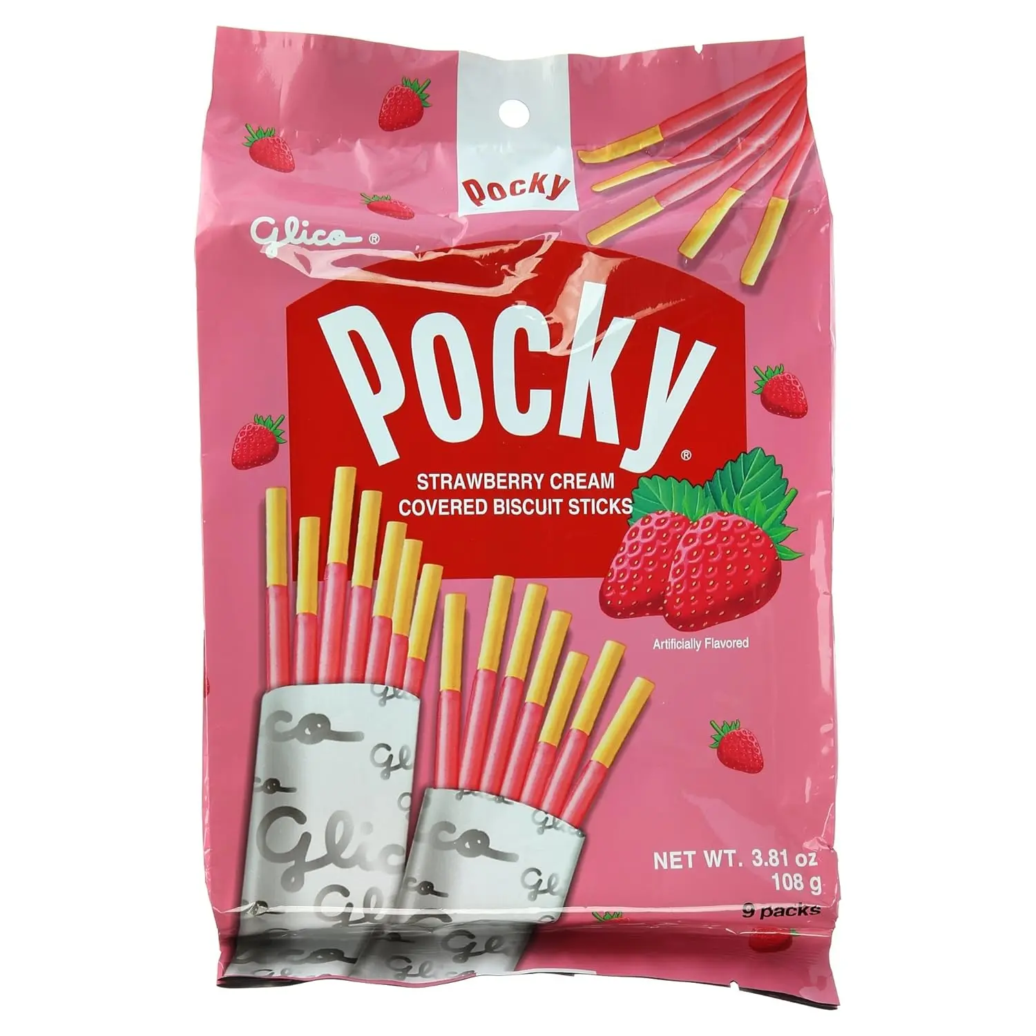 Pocky, Strawberry Cream Covered Biscuit Sticks (9 Individual Bags), 3.81 oz Pocky, Strawberry Cream Covered Biscuit Sticks (9 Individual Bags), 3.81 oz