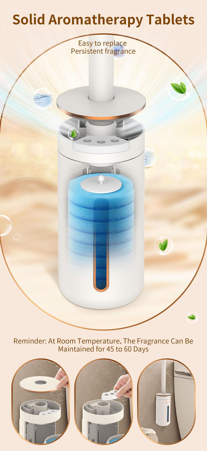 AIR U Disposable Toilet Brush, Toilet Bowl Wand Holder Set with 24PCS Cleaner Refills, General Bathroom Cleaner Restroom Home Goods  ,Valentine's Day gift