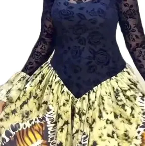 mesh adire long  Dress