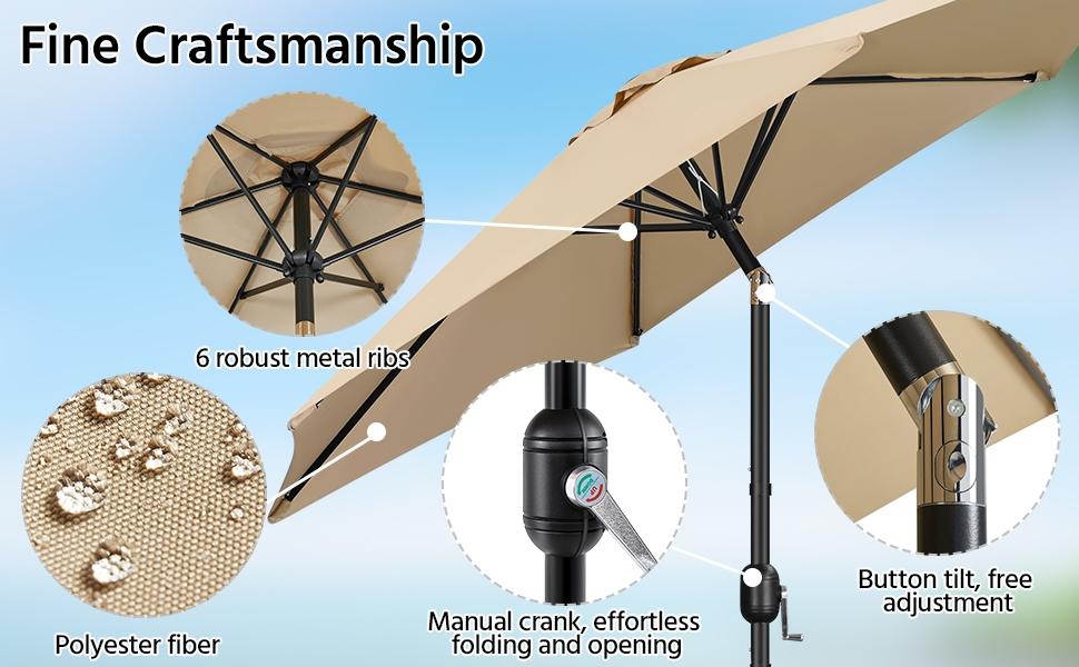 【On Sale】 Yaheetech 7.5/9/10FT Patio Umbrella w/ Push Button Tilt and Crank, Outdoor Garden Table Umbrella for Garden, Deck, Backyard, Pool, Beach