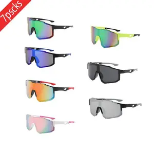 7-Pair Windproof Sports Sunglasses Set for Men & Women - UV400 Cycling & Motorcycle Glasses for Fishing, Travel, Outdoor Activities