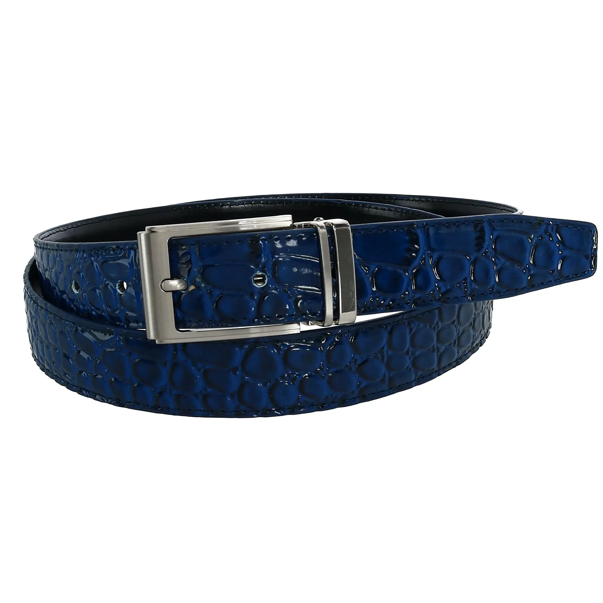 CTM Big & Tall Leather Croc Print Dress Belt with Clamp On Buckle, Removable Buckle Belts