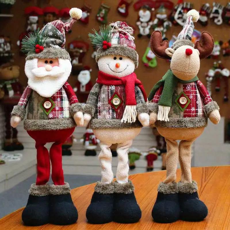 Christmas Decoration Height Retractable Standing Christmas Doll,  Adjustable Height, Snowman, Reindeer, And Santa Claus Figurines With Snowflake Pattern, Party Decoration