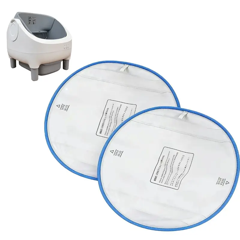 Automatic Litter Box Replacement Pads - Clean, Durable, 100% Leak-Proof, Waterproof, 15.8x14.5in Large Size, Trimmed Edge (Blue/Grey), 2 Pads Pack, Blue Trim 2pads, 4-Pack Litter Tray Mat Liners, Fits Most Boxes, Mess-Free Floor, Scratch-Resist
