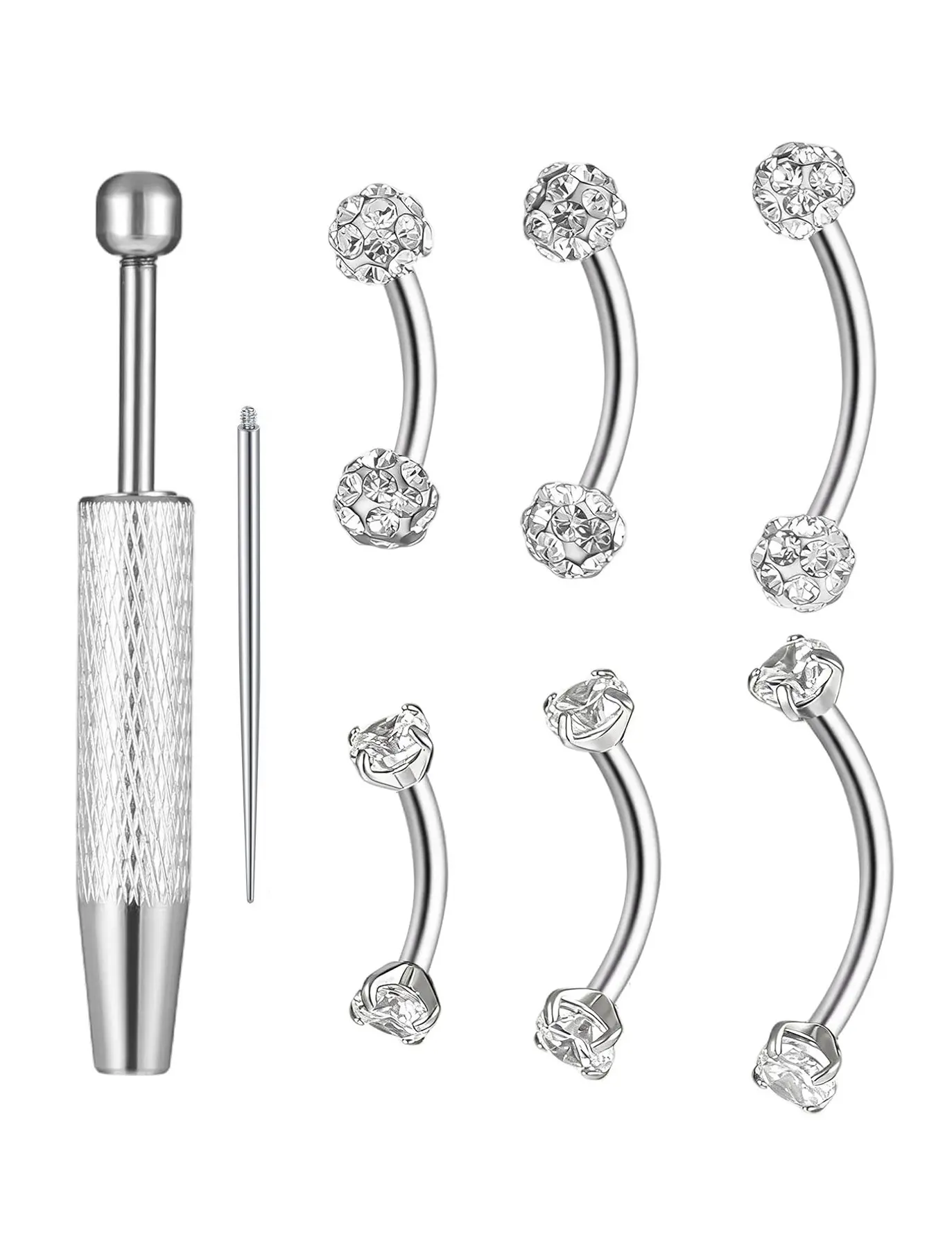 Internally Threaded Eyebrow Piercing Jewelry, Body Piercing Jewelry, 16G 6mm 8mm 10mm Surgical Steel Silver Eyebrow Rings for Women Men, CZ Tiny Labret Studs Lip Daith Navel Belly Button Helix Tragus Piercing Jewelry, Piercings Jewelry
