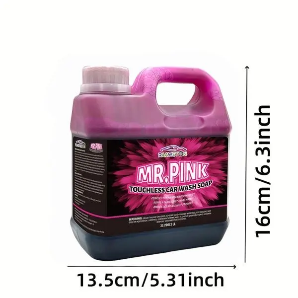 1L/33.82Oz Pink High-Foam Concentrated Car Wash - Effectively Cleans Without Stripping, Removes Contaminants, Softens And Breaks Down Dirt, Suitable for Cars, Trucks, Suvs, Motorcycles, And Rvs, Concentrated Formula for Best Results Car Washing Solution C