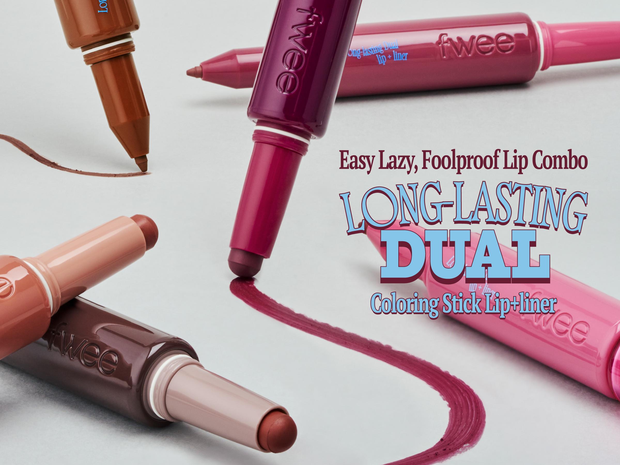 [TikTok Shop Exclusive] fwee Easy Lazy Lip Combo | LONG-LASTING DUAL COLORING STICK LIP + LINER & 3D Voluming Gloss | Transproof Lip Combo |
