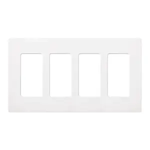 Lutron CW-4-WH Claro Standard 4-Gang Decora Screwless Wall Plate, White