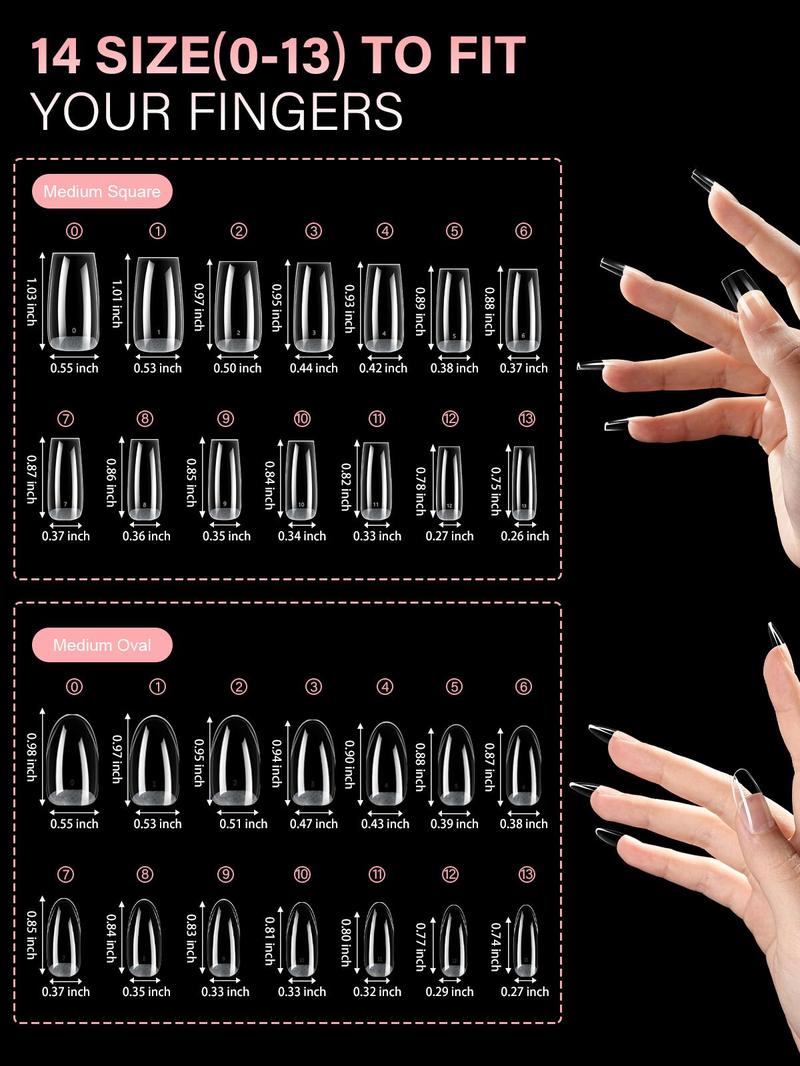 Aillsa 2.0 Upgraded Soft Gel Clear Nail Tips - Built-in C-curve Medium Almond Nail Extension 168pcs Pre-sculpted clear 14 sizes Acrylic Nails Designed for Flat Nail Sculpted Almond acrylic press gel x nails Nailcare birthday&valentine's day gifts for Girl