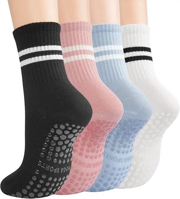 4 Pairs Pilates Socks with Grip for Women - Grippy Yoga Barre Hospital Workout Athletic Barefoot Non Slip Socks 4.4 4.4 out of 5 stars (82)