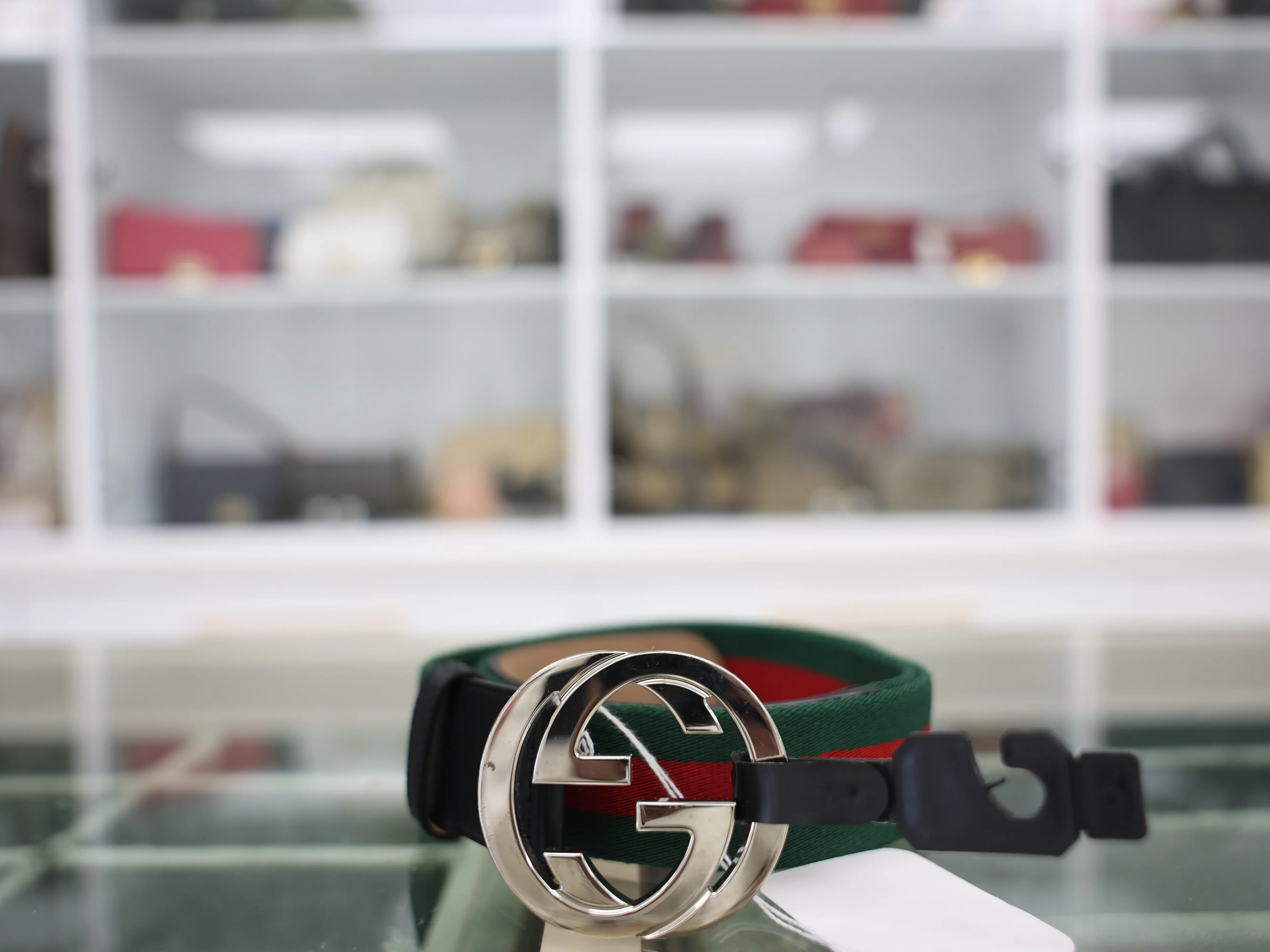 Pre-owned GUCCI G INTERLOCKING BUCKLE BELT 34