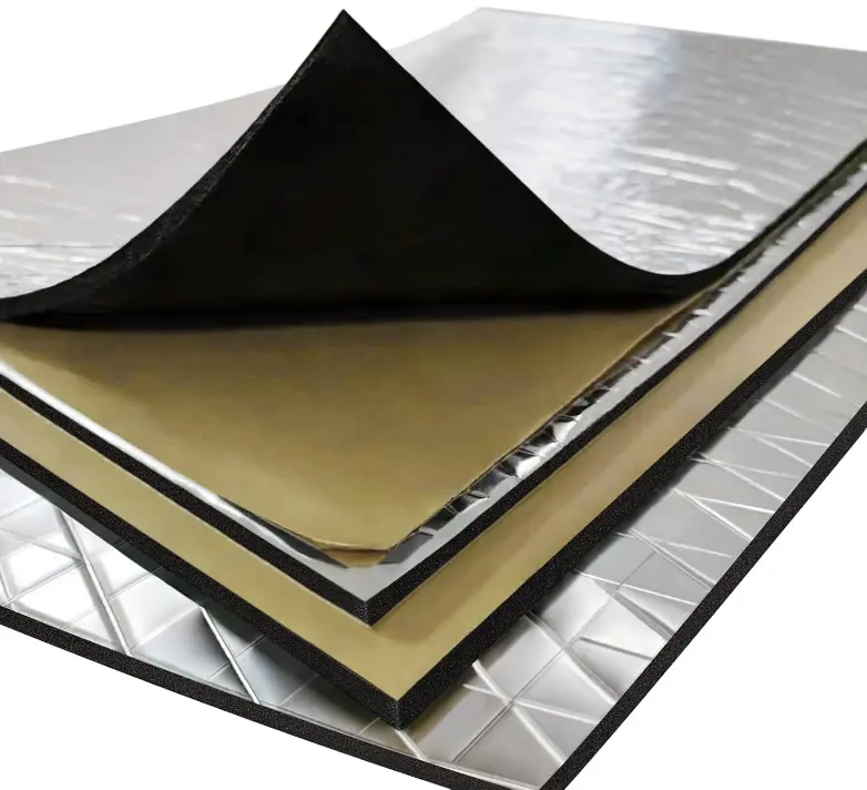 10PCS 5mm Self-Adhesive Aluminum Foil-Foam Insulation Mats, Water-Resistant Closed-Cell Foam Panels (9.8in x 15.7in) for Industrial Use, Vibration Dampening, Heat & Noise Reduction on Flat/Curved Surfaces