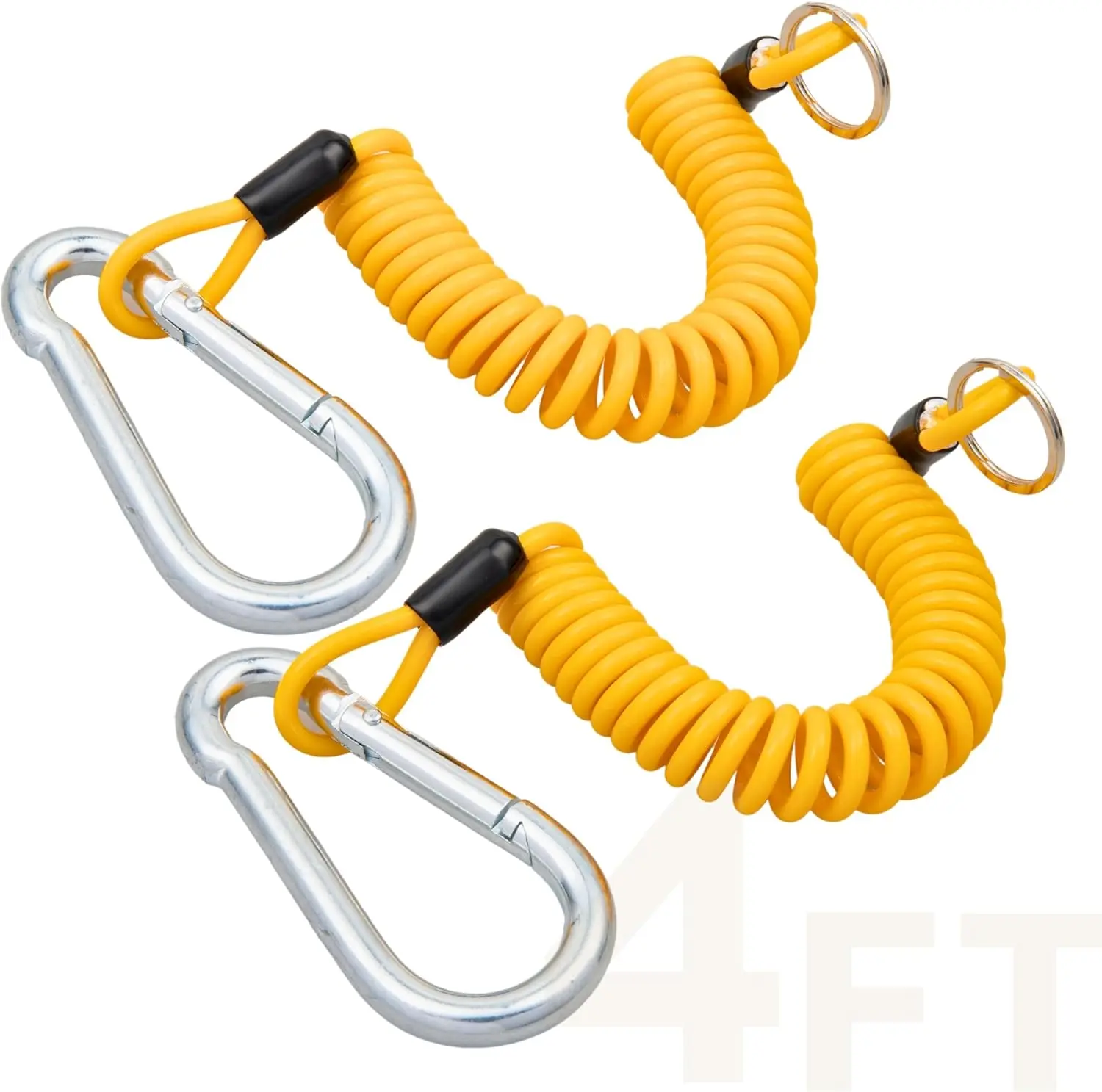 2PCs Breakaway Trailer Cable 4ft, Trailer Brake Safety Cable Heavy Duty Stainless Steel Spring Towing Coiled Wire, Replacement Trailer Break Away Switch Safety Lanyard for RV Trailer Camper Boat