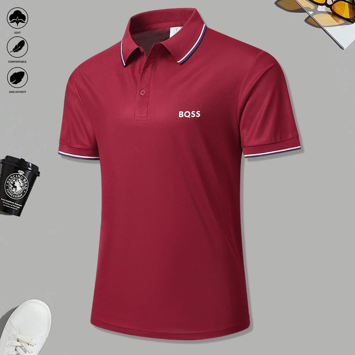 2 men's short-sleeved polo shirts with contrasting stripes make ideal work clothes for casual everyday wear and a great gift option for men's formal shirts.