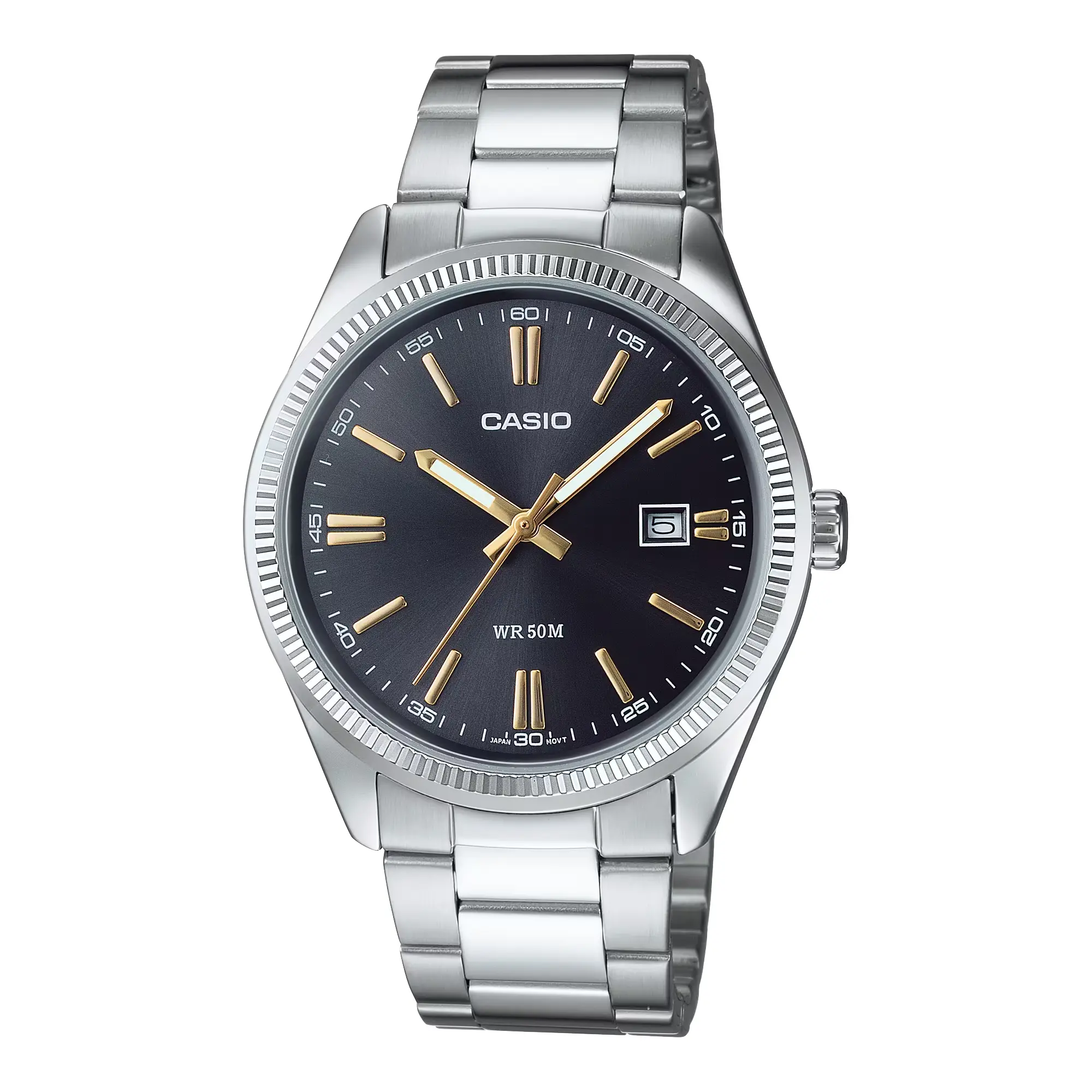 Casio Men’s Black Dial Analog Watch with Stainless Steel Bracelet - MTP-1302D-1A2V