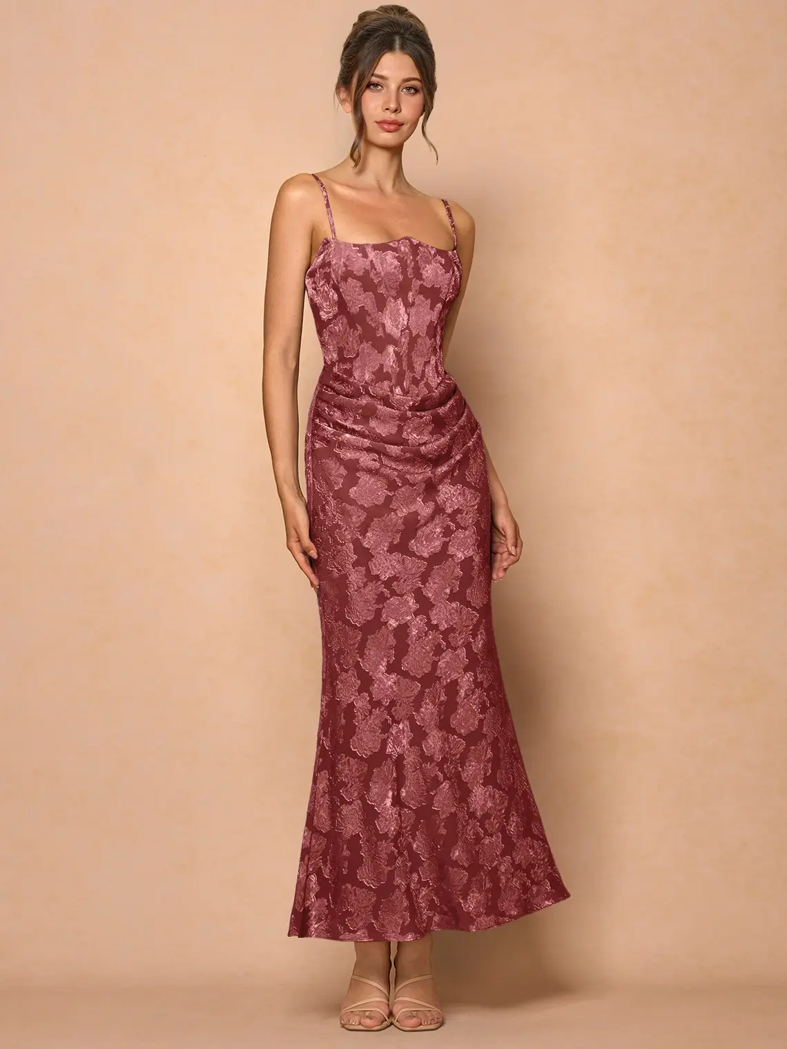 Azazie Ezrena Mermaid Strapless Burnout Two-Tone Wedding Guest Formal Fil Coupé evening maxi dress Azazie Ezrena Mermaid Strapless Burnout Two-Tone Wedding Guest Formal Fil Coupé evening maxi dress