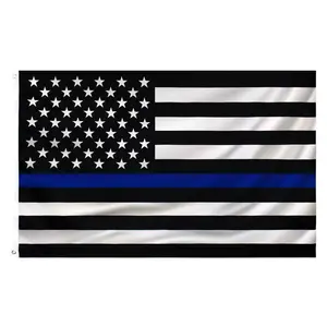 Thin Blue Line Single-Sided Flag3x5 FT American police flag Polyester USA Flags outdoor indoor blue lives flag Canvas Header and Double Stitched with two Brass Grommets
