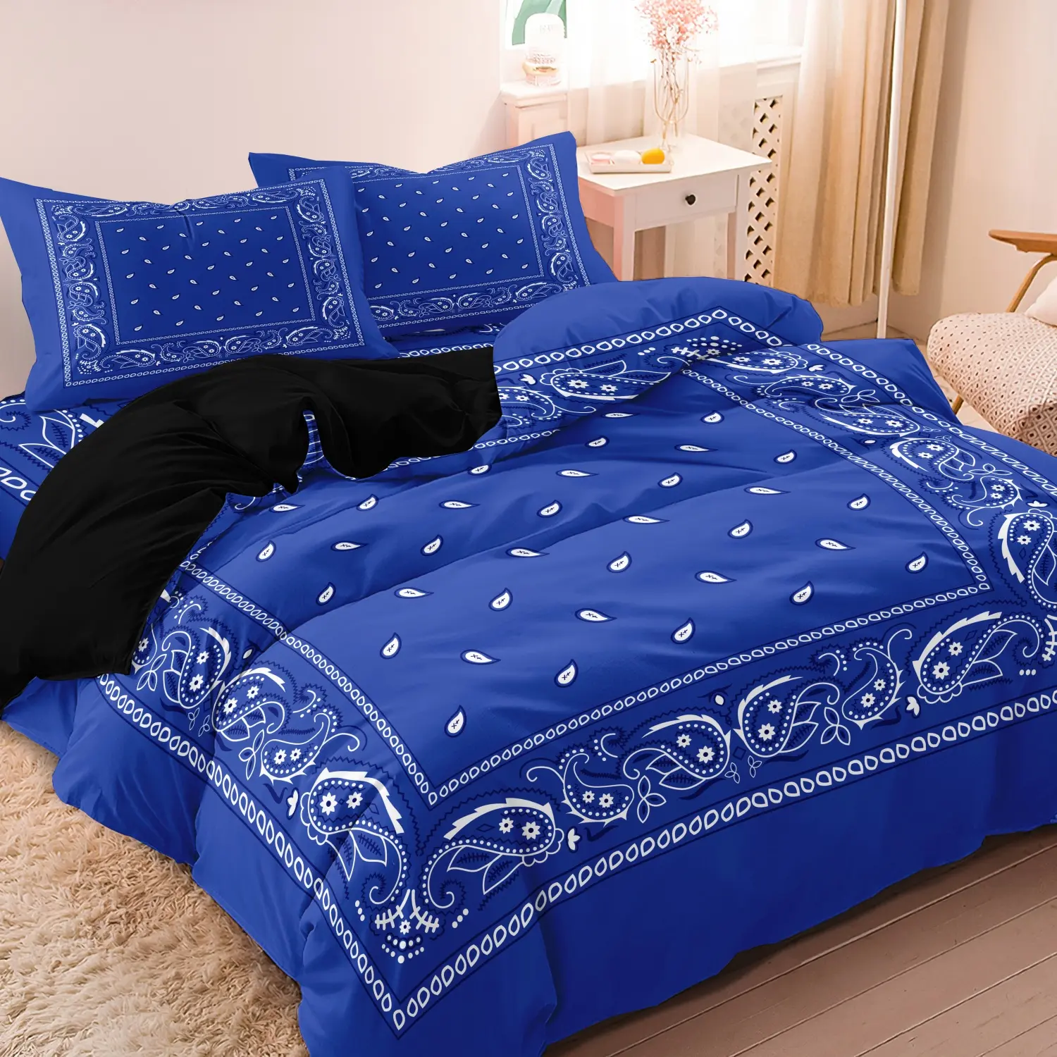 3-Piece Dreamfields Multi-Color Paisley Decorative Bedding Set, Soft Microfiber Vintage Bohemian Duvet Cover Sets, Wrinkle-Resistant & Non-Fading, Aesthetic Room Decor (1 Duvet Cover + 2 Pillowcases, No Comforter)