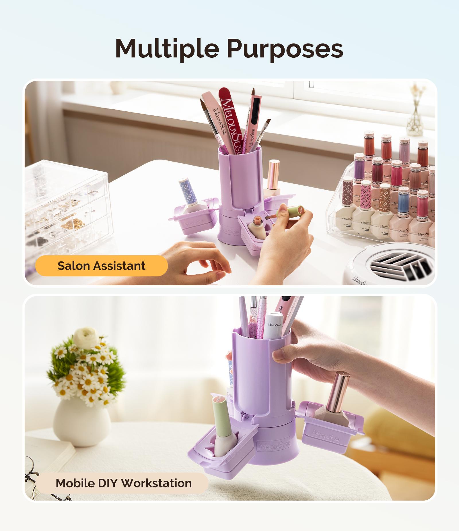 MelodySusie GelCarousel Rotatable Nail Art DIY Station - Compact & Portable for Easy Application - Ideal for Beginners & Professionals - Smooth & Precise Nail Art & Manicure Tool