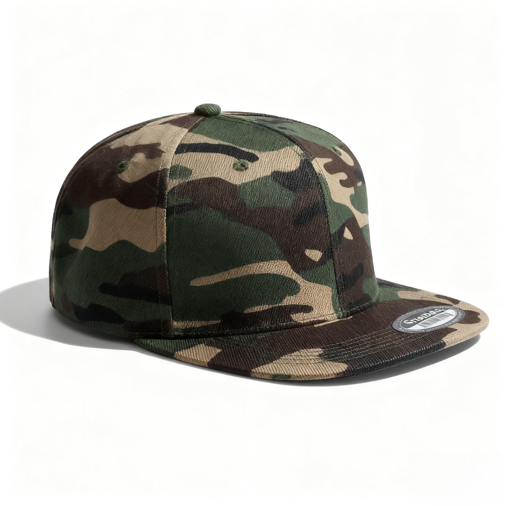 casual Camo Pattern Flat Bill Baseball Hat with Adjustable Strap for Custom Fit Trendy Plain Design Durable for Daily & Outdoor Wear trucker hat