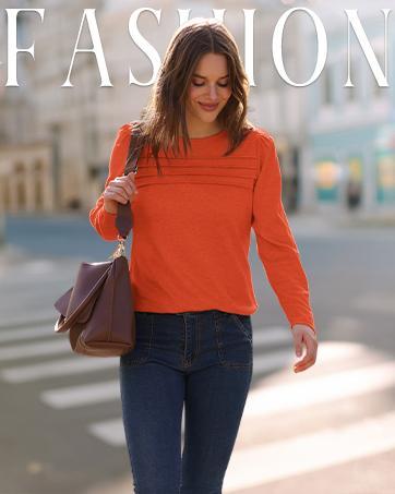 WIHOLL FASHION Long Sleeve Shirts for Women Fall Fashion 2025 Dressy Casual Blouses Trendy Pleated Tunic Tops for Leggings in Rust Color