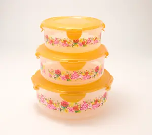 LocknLock 3-Piece Nestable Floral Printed Canisters LocknLock 3-Piece Nestable Floral Printed Canisters