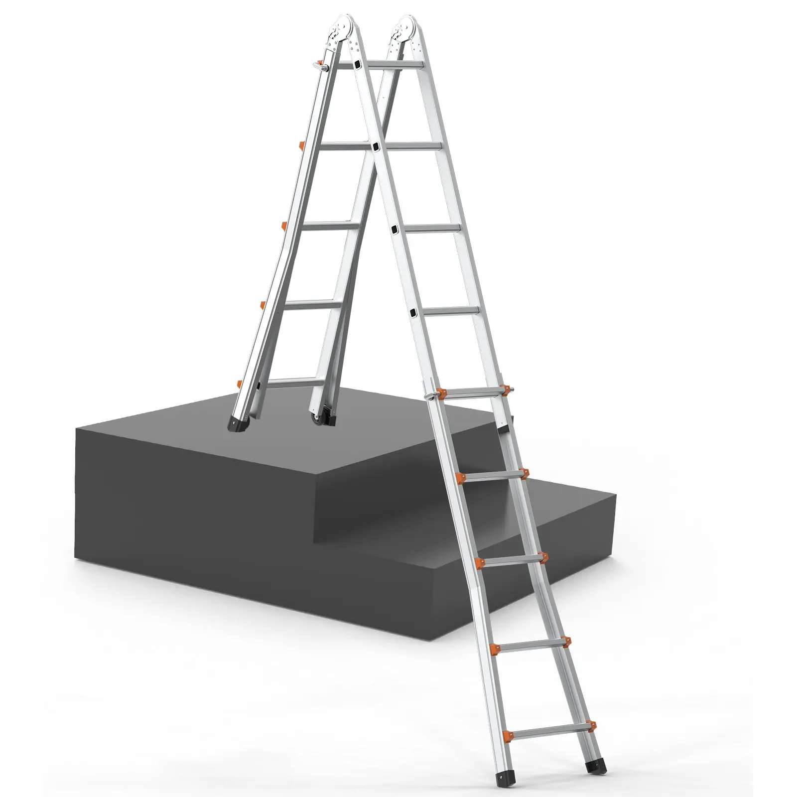 【summerfinds】VEVOR Telescoping Ladder A Frame 16.7 FT Extension Multi-Function for Homework, Aluminium Telescopic Ladder, Telescopic Extension Ladder