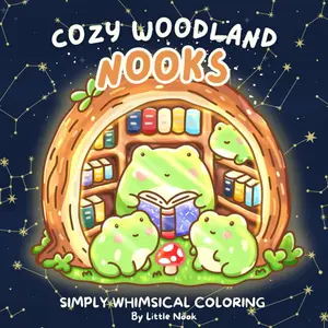 Cozy Woodland Nooks: Cute Animals in Magical & Hygge Forest, Garden, Plant and Nature Scenes - A Simply Whimsical Coloring Book