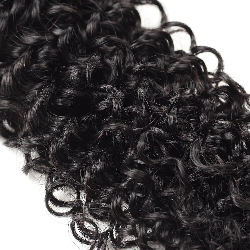 Curly Hair Bundles with Closure Virgin Human Hair Bundles with Closure 4x4 Lace Closure with 3 Bundles Mongolian Curly Quick Weave