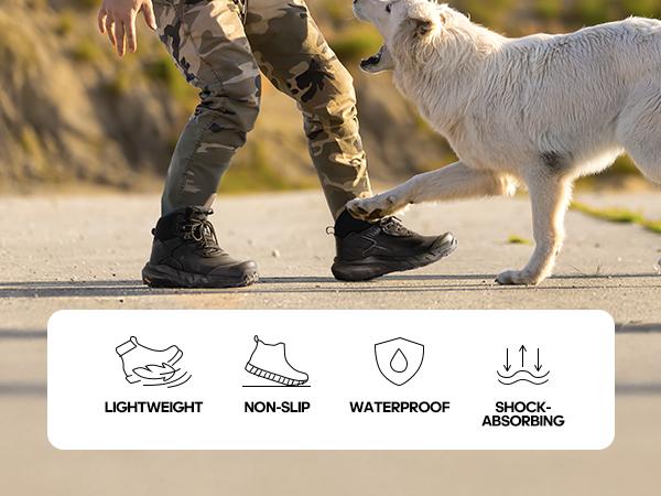 NORTIV 8 VaporGuard Men's Waterproof Military Tactical Boots Black Closed Ankle-high Design YKK Zipper Hook-Loop Strap Closure Breathable Durable