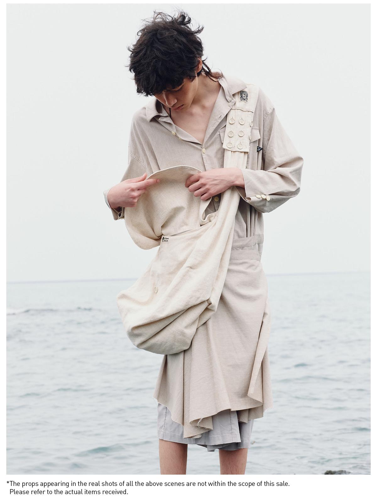 POP MART Hirono Living Wild – Freedom Island Cotton Linen Wanderer Bag White