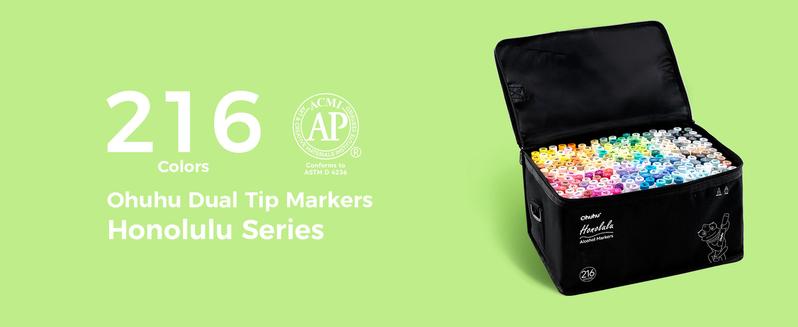 Ohuhu Alcohol Markers: Brush&Fine Dual Tips - 104 Colors & 216 Colors - Double Tipped Art Marker Set for Artists Adults Coloring Sketch Illustration - 104+216=320 - Refillable Ink - Honolulu B Series of Ohuhuart - Valentine's Day Gift