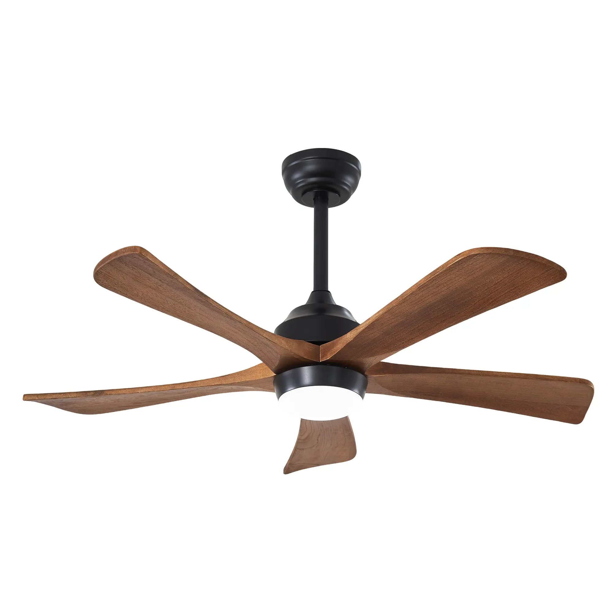 NookNova 42 Inch Wood Blade Matte Black Ceiling Fan with Light, 6 Speed Reversible Quiet DC Motor Remote Control Rustic Ceiling Fan for Porch Garage Shop