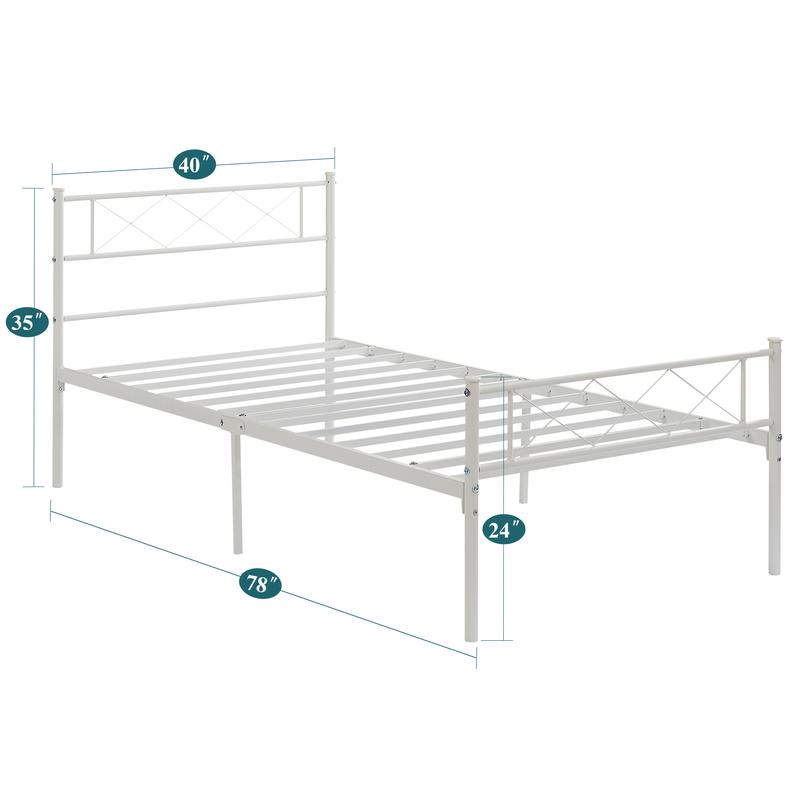 VECELO Metal Platform Bed Frame with Headboard & Footboard - Twin/Full/Queen/King Size, Sturdy Construction, No Box Spring Needed