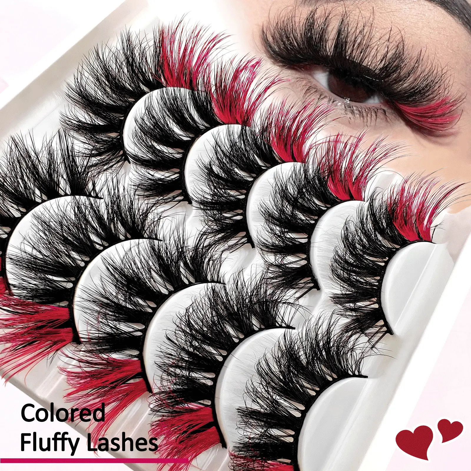 False Eyelashes Set of 5 Pairs, Eye Tail Extension, Cat Eye Lashes, Curled, Dense, Voluminous, Fluffy, Colorful, Synthetic Fake Lashes, False Eyelashes Extensions