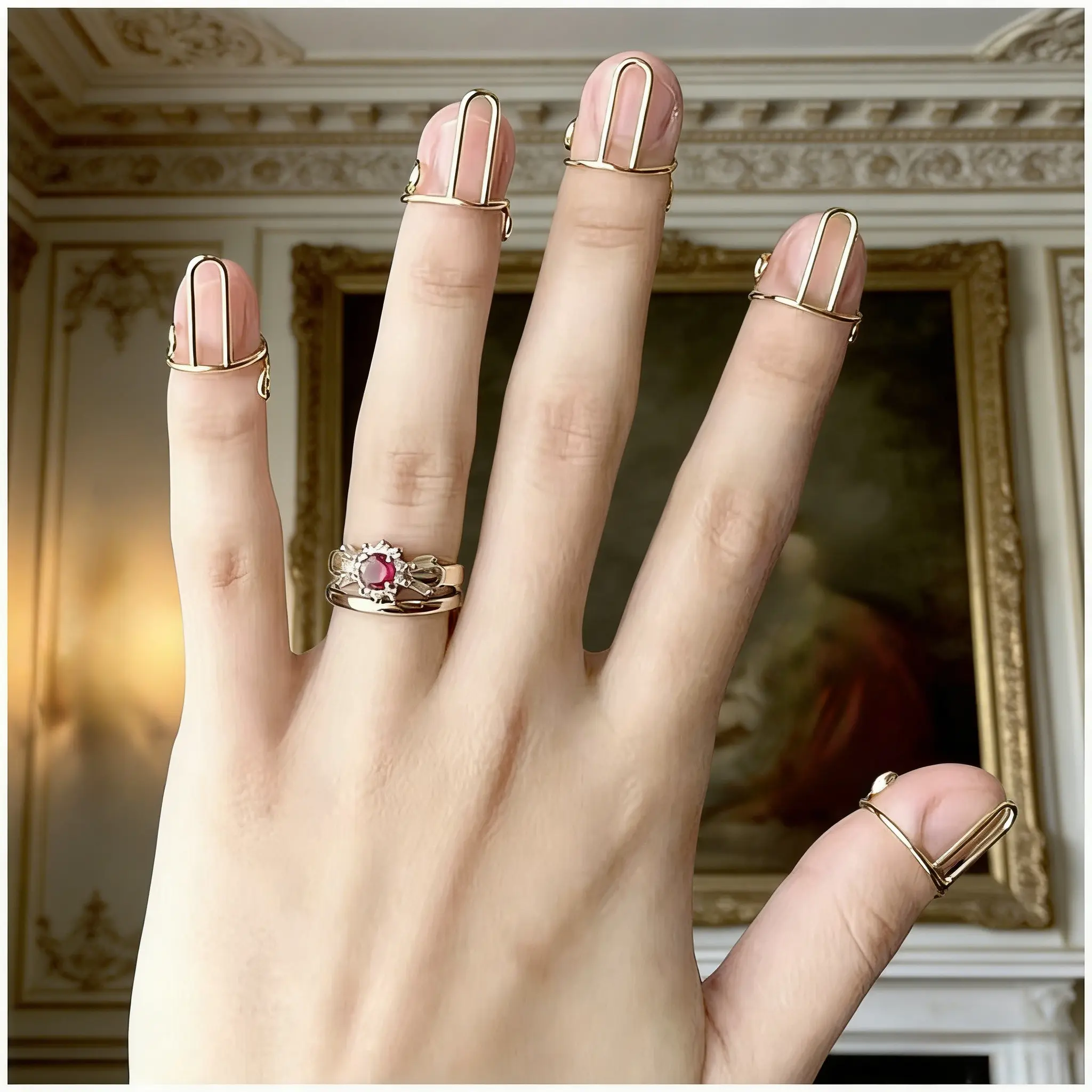 10-Pieces Portable Detachable Nail Ring Jewelry Set - Metal Bands, Stylish Wearable Nail Base, Portable Set for Travel, Standard Plating (Sports & Outdoor Protective Gear Accessory), Included Ring, Detachable Wear