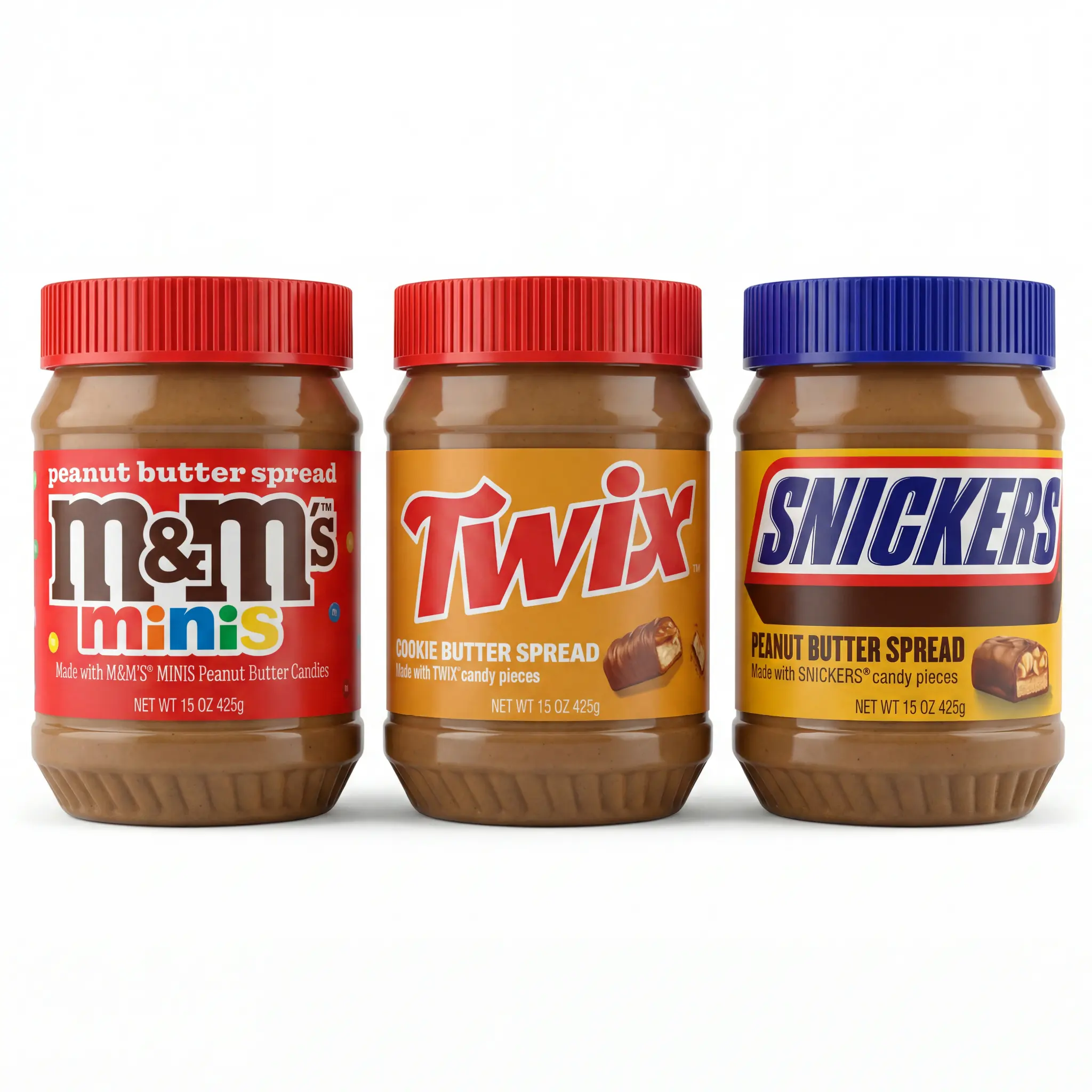 Candy & Cookie Peanut Butter Spread 15 oz Jar, Choose Flavor M&Ms, Twix or Snickers