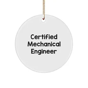 Mechanical Engineer Gifts from Friends - Certified 'I'm Not a Morning Person' Circle Ornament, White, Christmas Unique