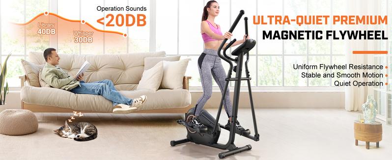 ANCHEER Upgraded Elliptical Machine with 16-Inch Stride 400LBS Capacity Ultra-Quiet 14 Resistance Oversized Pedals Phone Holder for Home Exercise