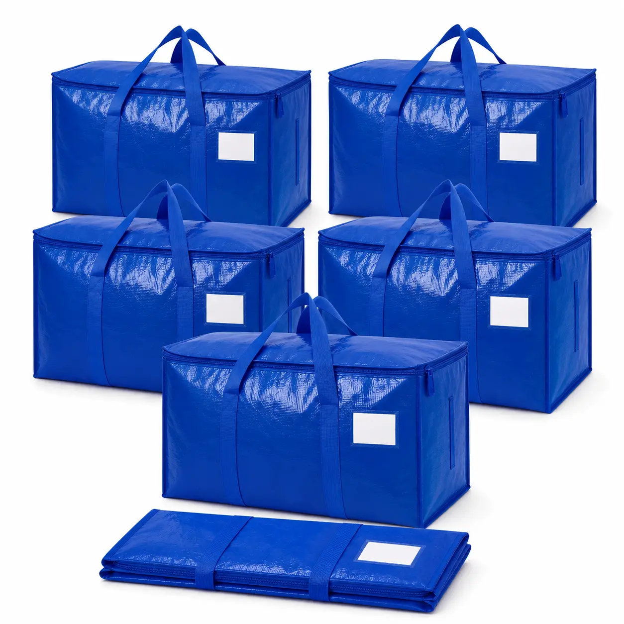 【Back to school Hauls】6-Pack Blue Large Heavy-Duty Tote Bags with Visible Labels & U-Shaped Handles, Travel Organizer Bag, Durable Lightweight Organizer, Home Organization Storage, Moving Box Alternative, Women’s Gift,dorm essentials,home decor