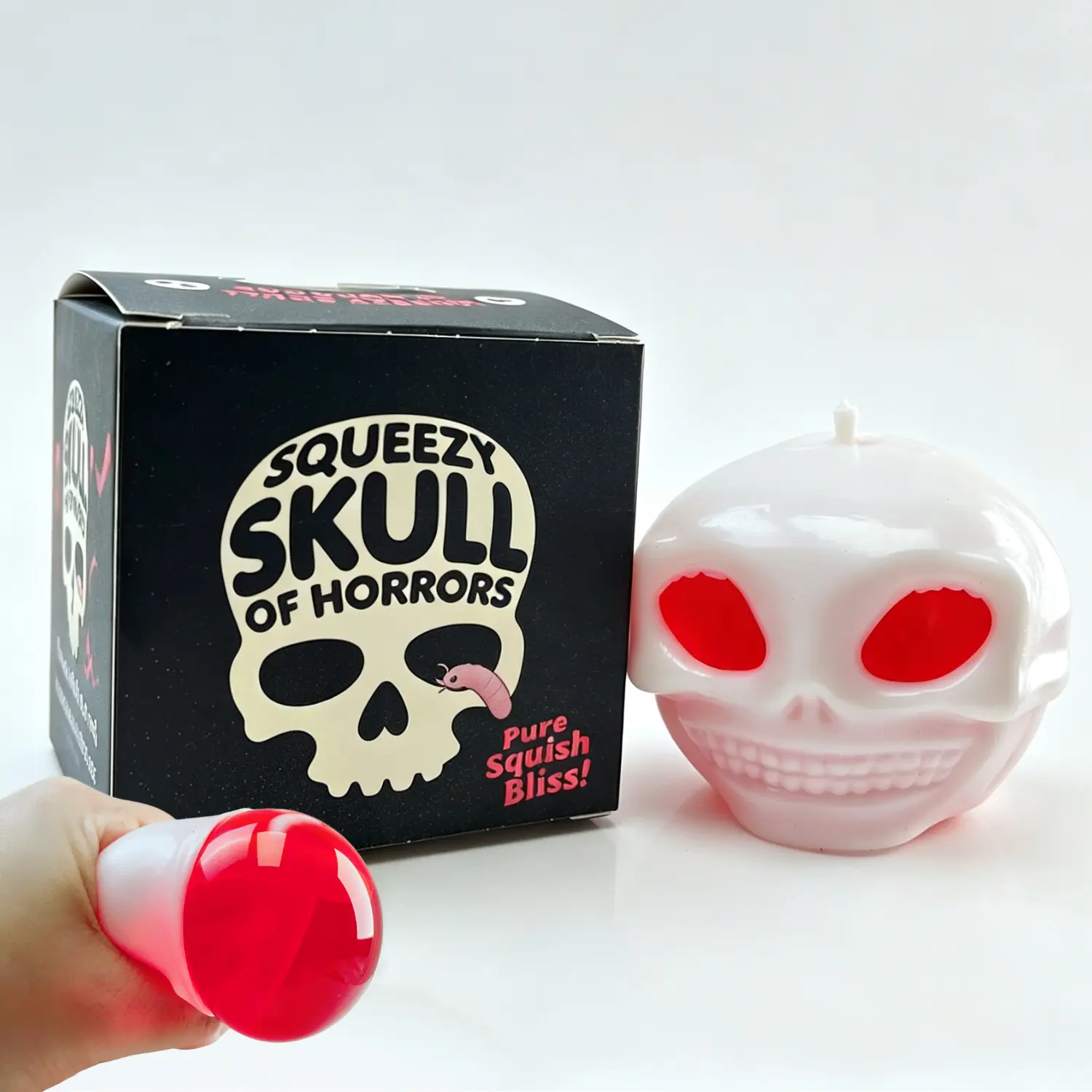 Boxed Skull Soft Squishy Larva Beads Inside Fast Rebound Stress Ball DIY Halloween Gifts