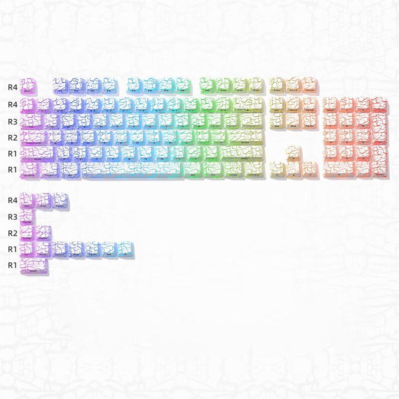 【Keycap Only】FURYCUBE Crakle Coated Translucent Keycaps 112 Keys Cherry Height Textured feel Mehcanical keyboard keycap, Cool Funny beautiful keycaps, for gaming/office/student, gift