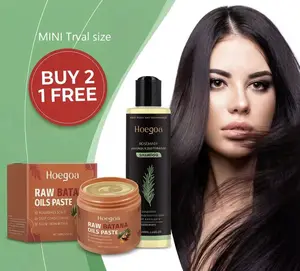 Hoegoa Rosemary Hydrolyzed Keratin Shampoo 100ml *2+BUY 2 GET 1 FREE hair mask - Deeply Reparative Cleanser with Rosemary Extract & Vitamin C for Strong Smooth Hair Caviar Care Set  |travel size