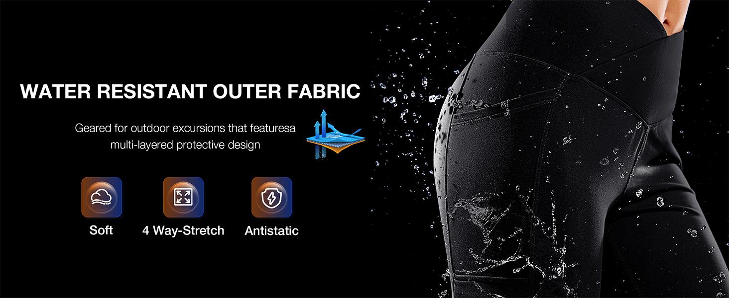 G Gradual Women's Fleece Lined Pants Water Resistant Winter Thermal Flare Stretchy High Waist Leggings Hiking Snow Pants for Women with 4 Pockets