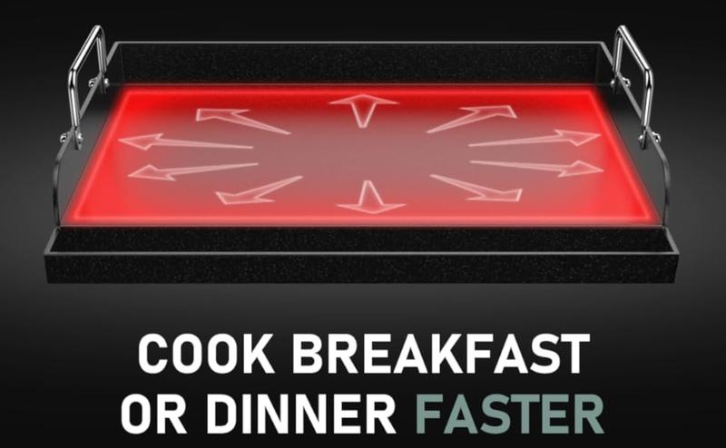 Elf Grill 17" x 13" Nano-Ceramic Nonstick Griddle for Gas & Charcoal Grills – Universal Flat Top Griddle with Grease Groove/Reinforced Ridges/High Sidewalls, Perfect for Healthy Cooking,Parties & Camping